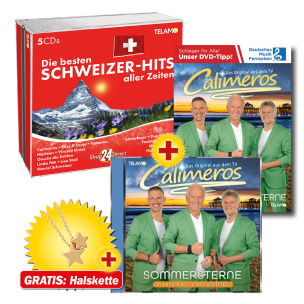 Die besten Schweizer-Hits aller Zeiten + Calimeros - Sommersterne CD+DVD Paket + GRATIS Kette