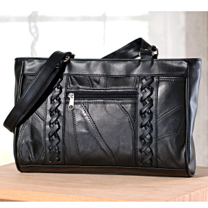 Leder-Damentasche schwarz