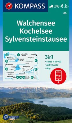 KOMPASS Wanderkarte 06 Walchensee, Kochelsee, Sylvensteinstausee 1:25000