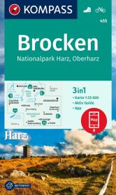 KOMPASS Wanderkarte 455 Brocken, Nationalpark Harz, Oberharz 1:25.000