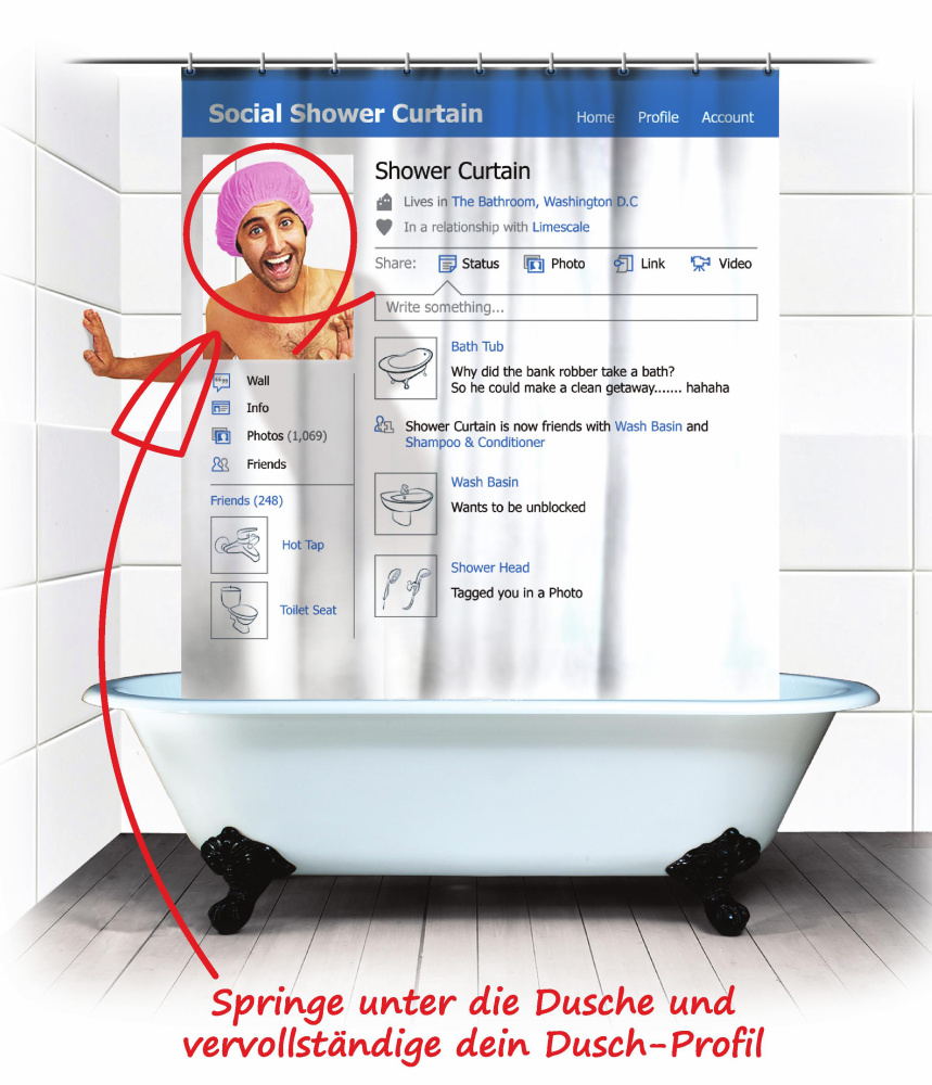 Duschvorhang Soziales Netzwerk